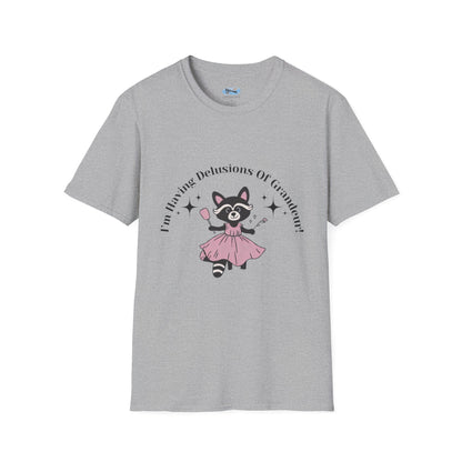 Cute Delusional Raccoon  T-Shirt, Funny Animal Tee, Unisex Softstyle Shirt, Gift for Animal Lovers, Playful Fashion