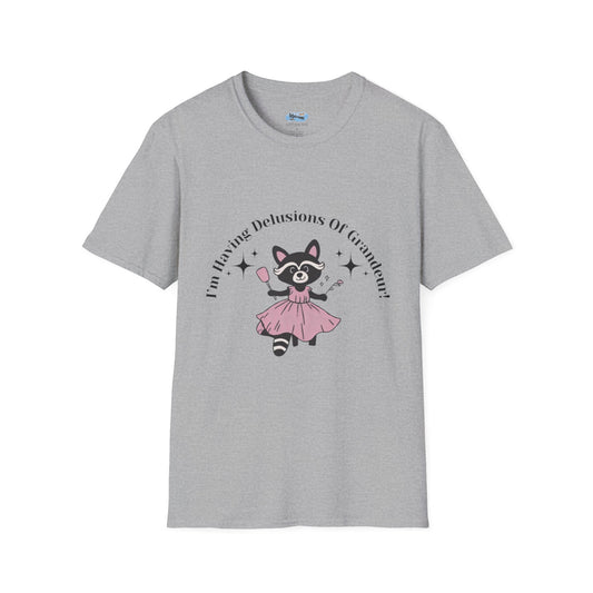 Cute Delusional Raccoon  T-Shirt, Funny Animal Tee, Unisex Softstyle Shirt, Gift for Animal Lovers, Playful Fashion