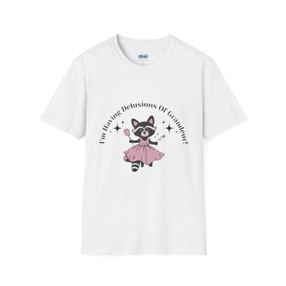Cute Delusional Raccoon  T-Shirt, Funny Animal Tee, Unisex Softstyle Shirt, Gift for Animal Lovers, Playful Fashion