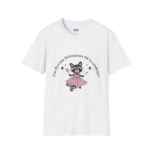 Cute Delusional Raccoon  T-Shirt, Funny Animal Tee, Unisex Softstyle Shirt, Gift for Animal Lovers, Playful Fashion
