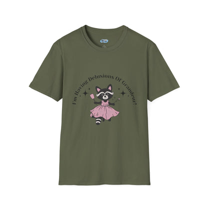 Cute Delusional Raccoon  T-Shirt, Funny Animal Tee, Unisex Softstyle Shirt, Gift for Animal Lovers, Playful Fashion