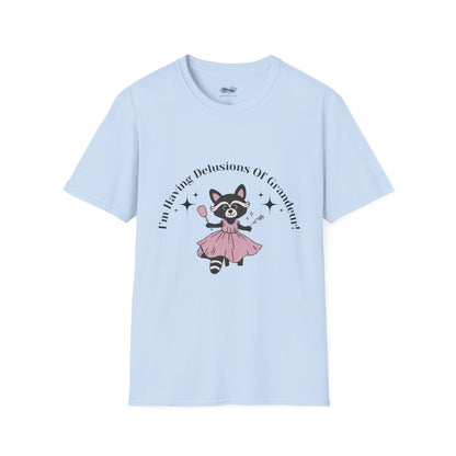 Cute Delusional Raccoon  T-Shirt, Funny Animal Tee, Unisex Softstyle Shirt, Gift for Animal Lovers, Playful Fashion