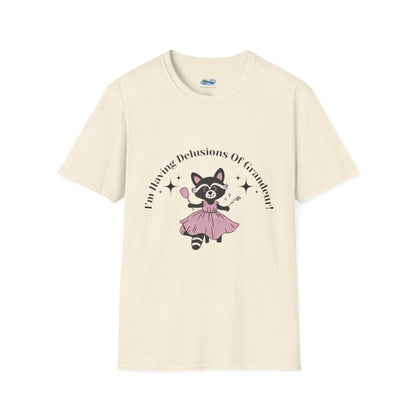 Cute Delusional Raccoon  T-Shirt, Funny Animal Tee, Unisex Softstyle Shirt, Gift for Animal Lovers, Playful Fashion